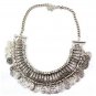 Vintage Coins Pendant Bib Chunky Charm Choker Statement Necklace