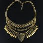 Vintage Carving Flower Tassel Collar Statement Necklace