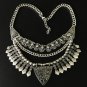 Vintage Carving Flower Tassel Collar Statement Necklace