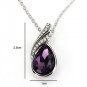 Teardrop Crystal Necklace Earrings Bracelet Jewelry Set Purple 3pcs