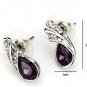 Teardrop Crystal Necklace Earrings Bracelet Jewelry Set Purple 3pcs