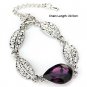 Teardrop Crystal Necklace Earrings Bracelet Jewelry Set Purple 3pcs