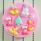 Xmas Snowman Bell Snowflake Silicone Cake Decorating Mold Fondant Bake Tool