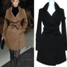 Ladies Wool Double-Breasted Coat Winter Trench Outwear Jacket Fashion