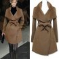 Ladies Wool Double-Breasted Coat Winter Trench Outwear Jacket Fashion