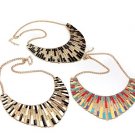 Multicolor Punk Shell Fan Shape Metal Collar Choker Statement Necklace