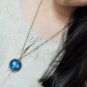 Retro Reindeer Butterfly Glass Cabochon Pendant Necklace Multi Pattern