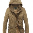 Men Winter Thicken Cotton-padded Jacket Zipper Hooded Coat