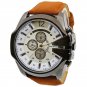 Men Chic Big Dial Leather Stainless Steel Analog Quartz Sports Wrist Watch Round