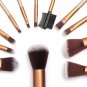 Professional Golden Makeup Brushes Set Eyebrow Shadow Brush with Leather 12Pcs