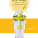 Double Layer Insulated Lemon Juice Bottle Cup Juicer Bottle With Straw