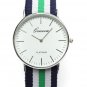 Casual Three Colors Stripe Canvas Band Women Men Analog Watch