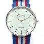 Casual Three Colors Stripe Canvas Band Women Men Analog Watch
