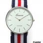 Casual Three Colors Stripe Canvas Band Women Men Analog Watch