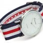 Casual Three Colors Stripe Canvas Band Women Men Analog Watch
