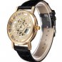 Casual Men Hollow Dial PU Leather Band Analog Quartz Wrist Watch