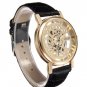 Casual Men Hollow Dial PU Leather Band Analog Quartz Wrist Watch