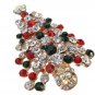 Green Red Christmas Tree Rhinestone Brooch Pin Christmas Gift