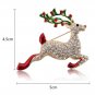 Colorful Crystal Christmas Bell Elk Snowman Brooch Pins Christmas Gift