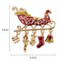 Colorful Crystal Christmas Bell Elk Snowman Brooch Pins Christmas Gift