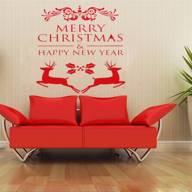 Merry Christmas Elk Wall Window Sticker Removable Home Decoration