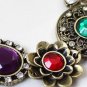 Bohemia Turquoise Crystal Flowers Bib Choker Statement Necklace