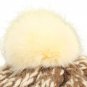 Female Knitted Flat Rabbit Fur Ball Beanie Hat Adjustable Elastic Beret Cap