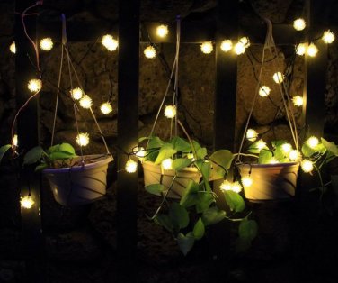 4.8M Solar Warm White Colorul 20 LED Garden Patio Decorative Ball Fuzz Fairy String Lights