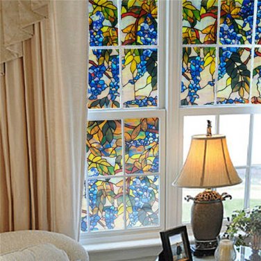 Grapevine Static Window PVC Films Glass Sticker Non-glue Fork Art Glass Window Decals