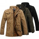 Mens Fashion Stand Collar Thick Warm Jacket Cotton Solid Colar Korean Style Trench Coat
