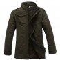 Mens Fashion Stand Collar Thick Warm Jacket Cotton Solid Colar Korean Style Trench Coat