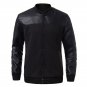 Men Fall Winter Button PU Leather Sleeve Stand-collar Coat Jacket