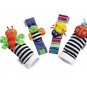 4Pcs Lovely Animal Baby Infant Kids Rattles Finders Glove Toys Hand Foot Socks Set