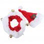 2pcs Christmas Pet Cat Dog Santa Hat Collar With Bell Christmas Costume Set