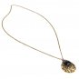 Retro Stone Water Drop Hollow Pendant Heart Necklace Chain