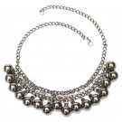 Black Ball Crystal Charm Pendant Collar Choker Statement Necklace