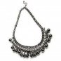 Black Ball Crystal Charm Pendant Collar Choker Statement Necklace