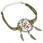 Dream Catcher Colored Bead Alloy Feather Pendant Bracelet