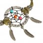 Dream Catcher Colored Bead Alloy Feather Pendant Bracelet