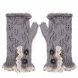 Ladies Arm Knitted Fingerless Gloves Button crochet Lace Mittens