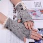 Ladies Arm Knitted Fingerless Gloves Button crochet Lace Mittens