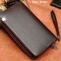 Double Zipper Business Man-made Leather Portable Bag Wallet