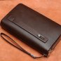 Double Zipper Business Man-made Leather Portable Bag Wallet