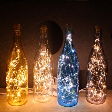Modern Micro Landscape Glass Bottles LED Night Lights With USB Cable