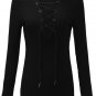 Long Sleeve Tops Women's Criss Cross Winter Solid Slim Shirt