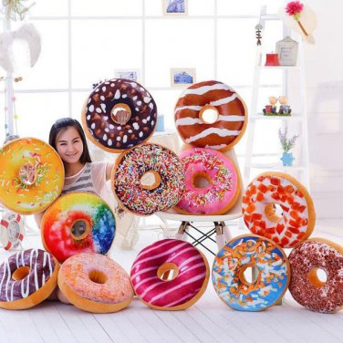 Colourful Creative 3D Plush Donut Throw Pillow Sofa