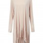 Women Long Sleeve Irregular Knitted Fringed T-Shirt