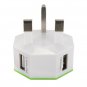 UK 2-Ports 5V Diamond USB Power Wall Travel Charger Adapter for Tablet