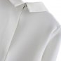 Cat Printed White Lapel Zipper Women Blouse