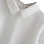 Cat Printed White Lapel Zipper Women Blouse